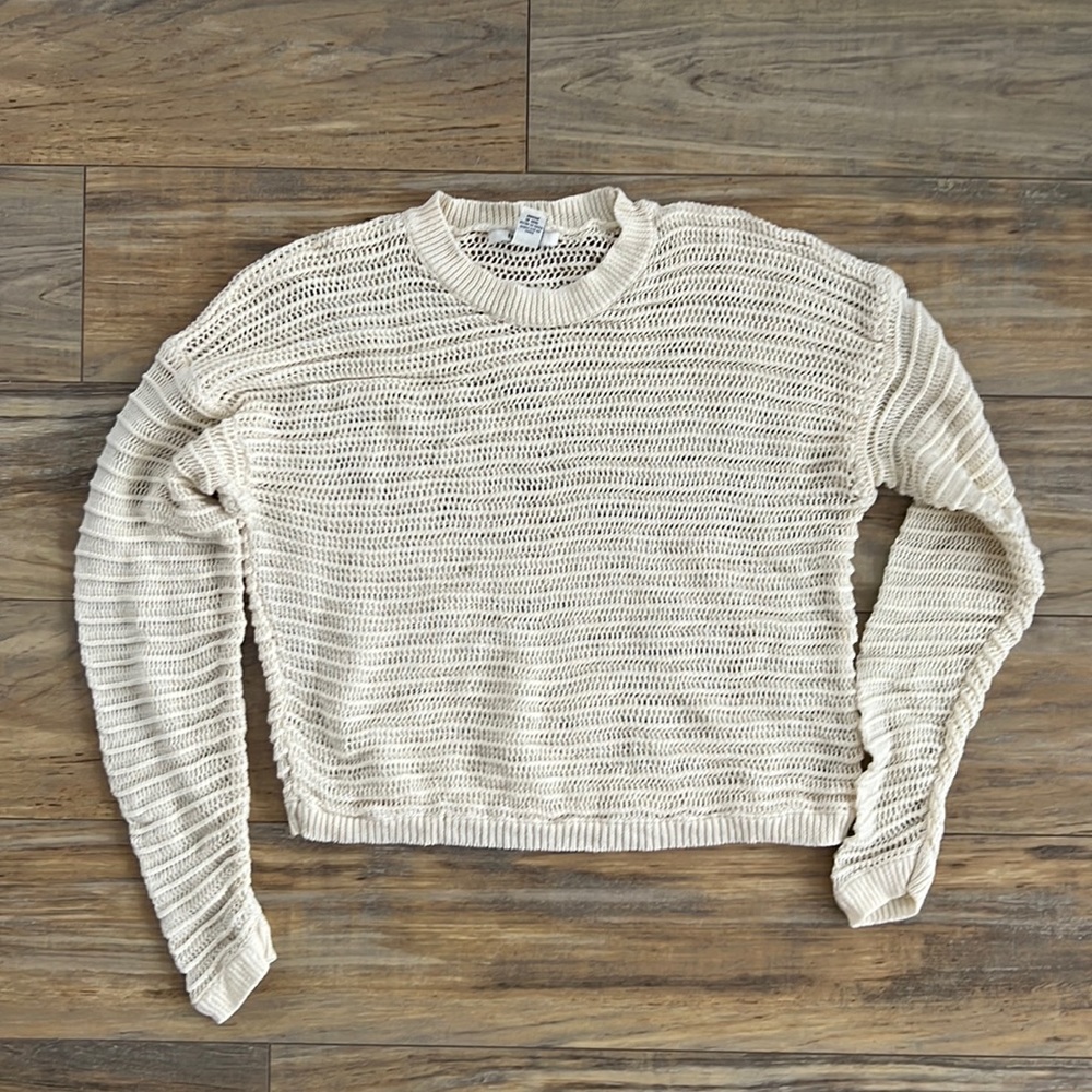 Forever 21 Cream Open-Knit Pullover Sweater